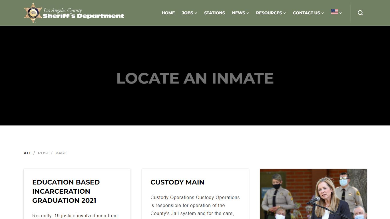 Locate an inmate - Los Angeles County Sheriff's Department
